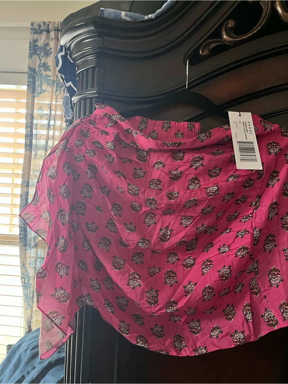 RHODE Hot Pink Floral-Print Circle Skirt
